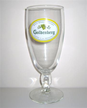 beer glass from the De Gayant  brewery in France with the inscription 'Biere Blond Speciale Goldenberg Biere A La Pression'