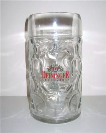 beer glass from the Kronenbrau Dautenwinden brewery in Germany with the inscription 'Deininger Kronenbrau'