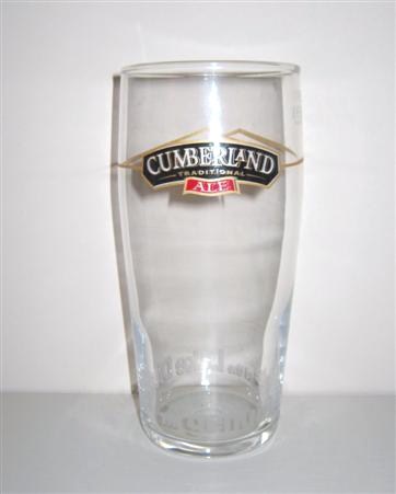 beer glass from the Jennings brewery in England with the inscription 'Cumberland Traditional Ale The Genuine Taste Of The Lake District'