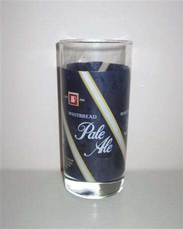 beer glass from the Whitbread  brewery in England with the inscription 'Whitbread Pale Ale. Brewed And Canned By Whitbread & Co Ltd EC1Y 4SD England '