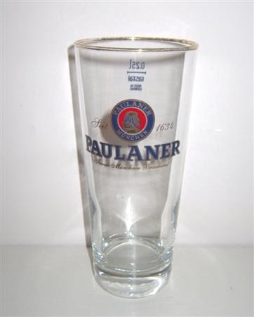 beer glass from the Paulaner brewery in Germany with the inscription 'Siet 1634 Pauleaner'