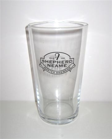 beer glass from the Shepherd Neame brewery in England with the inscription 'Since 1698 Shepherd Neam Master Brewers'