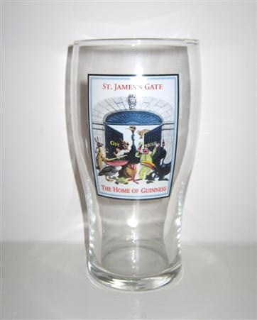 beer glass from the Guinness  brewery in Ireland with the inscription 'St James;s Gate. The Home Of Guinness'