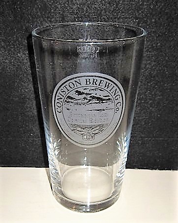 beer glass from the Coniston Brewing Co brewery in England with the inscription 'Coniston Brewing Co'