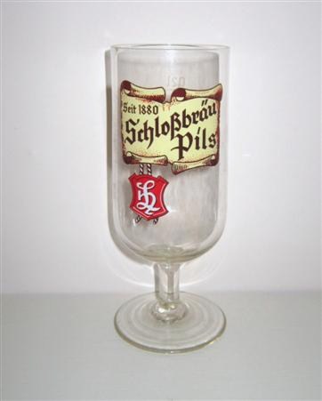 beer glass from the Schlossbru  brewery in Germany with the inscription 'Seit 1880 Schlossbrau Pils'