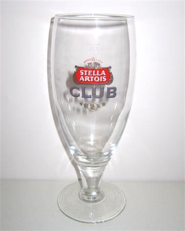 beer glass from the Stella Artois brewery in Belgium with the inscription 'Anno 1366 Stella Artois Club'