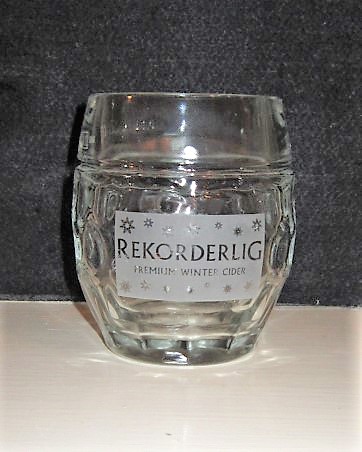 beer glass from the Rekorderlig brewery in Sweden with the inscription 'Rekorderling Premium Cider'