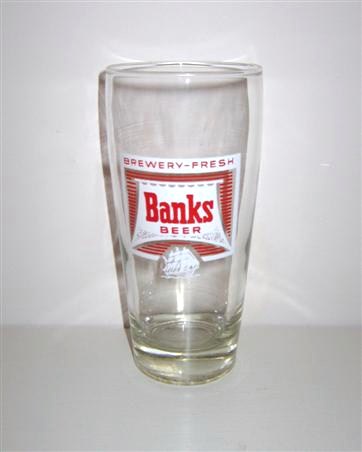 beer glass from the Banks  brewery in Barbados with the inscription 'Brewery Fresh Banks Beer'