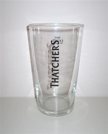 beer glass from the Thatchers brewery in England with the inscription 'Thatchers'