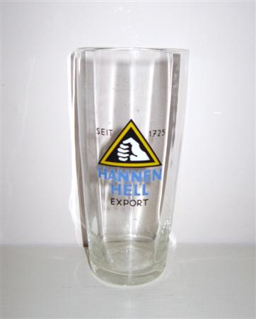 beer glass from the Hannen  brewery in Germany with the inscription 'Siet 1725 Hannen Hell Export'