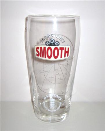 beer glass from the Marston's brewery in England with the inscription 'Marston's Smooth. Marston's Official Beer Of England '