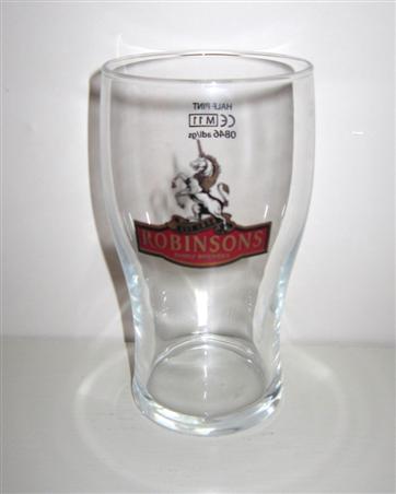 beer glass from the Robinsons brewery in England with the inscription 'EST 1838 Robinsons Family Brewers'