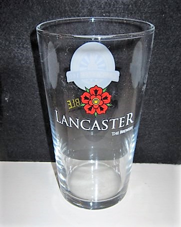 beer glass from the Lancaster  brewery in England with the inscription 'Lancaster Brewed'