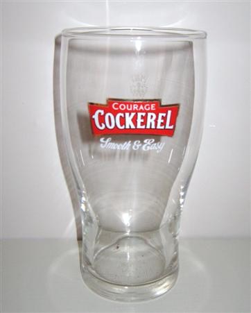 beer glass from the Courage brewery in England with the inscription 'Courage Cockerel. Smoth & easy'