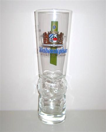 beer glass from the Weihenstephan brewery in Germany with the inscription 'Since 1040 Bayerische Staatsbrauere, Weihenstephan.The World's Oldest Brewery'