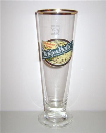 beer glass from the Gebruder Maisel brewery in Germany with the inscription 'Alkoholfreies Pilsner Kritzenthaler '