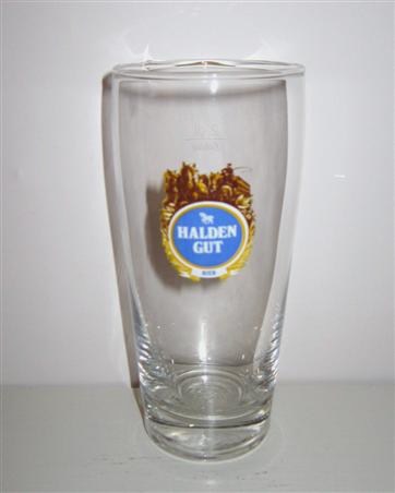 beer glass from the Heineken brewery in Switzerland with the inscription 'Halden Gut Beer'