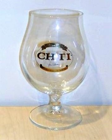 beer glass from the Castelain brewery in France with the inscription 'Biere De Garde Ch'ti'