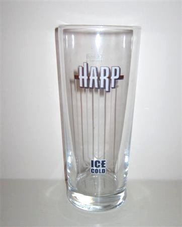 beer glass from the Guinness  brewery in Ireland with the inscription 'Harp Ice Cold'