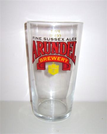 beer glass from the Arundel brewery in England with the inscription 'Fine Sussex Ales. Arundel Brewery'
