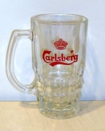 beer glass from the Carlsberg brewery in Denmark with the inscription 'Carlsberg'