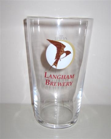 beer glass from the Langham brewery in England with the inscription 'Langham Brewery'