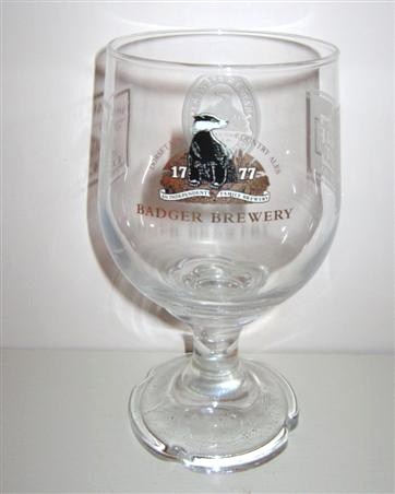 beer glass from the Hall & Woodhouse brewery in England with the inscription '1777 Dorset Fine Country Ale, Badger Brewery'