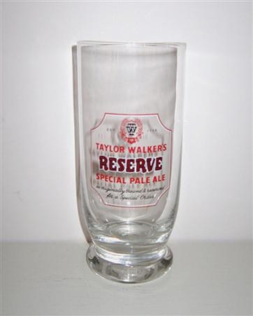 beer glass from the Westerham brewery in England with the inscription 'EST 1730 Taylor Walker's Reserve Special Pale Ale'