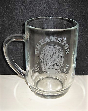beer glass from the Theakston's  brewery in England with the inscription 'Theakston Brewer's Since 1827 Seal Of The Official Of The Peculier Of Masham 1741'