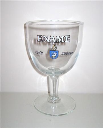 beer glass from the Roman brewery in Belgium with the inscription 'Ename Abdij Abbaye'