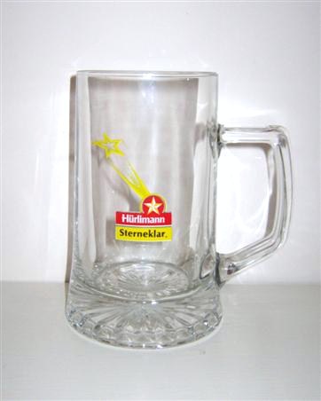 beer glass from the  Hurlimann brewery in Switzerland with the inscription 'Hurlimann Sterneklar'