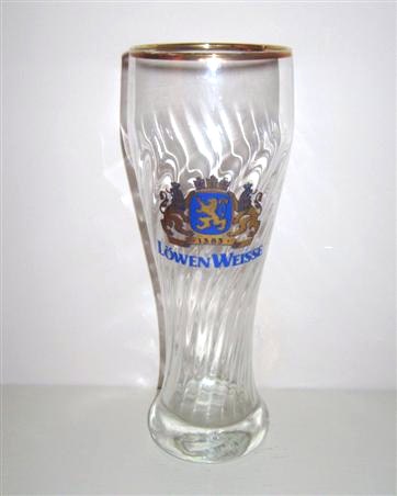 beer glass from the Lowenbrau brewery in Germany with the inscription '1383 Lowen Weisse'