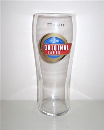 beer glass from the J W Lees brewery in England with the inscription 'J.Lees Original Lager'