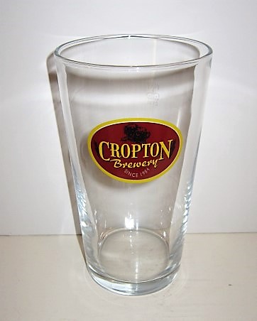 beer glass from the Cropton  brewery in England with the inscription 'Cropton Brewery Since 1984'
