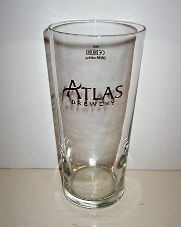 beer glass from the Atlas  brewery in England with the inscription 'Atlas brewery'