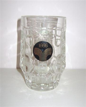 beer glass from the Truman brewery in England with the inscription '1666'