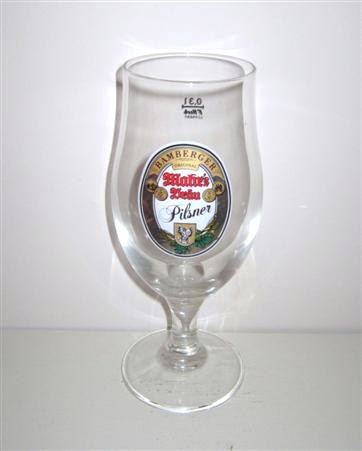 beer glass from the Mahr's Brau brewery in Germany with the inscription 'Bamberger Original Mahr's Brau Pilsner'