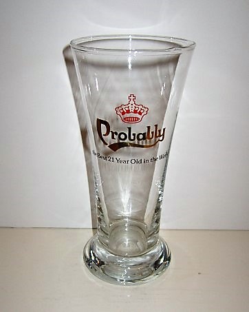 beer glass from the Carlsberg brewery in Denmark with the inscription 'Probably The Best 21 Year Old In The World'