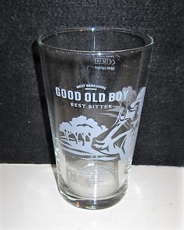 beer glass from the The West Berkshire Brewery brewery in England with the inscription 'West Berkshire Brewery. Good Old Boy Best Bitter'