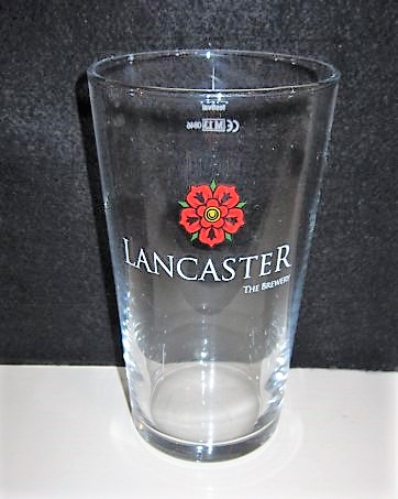 beer glass from the Lancaster  brewery in England with the inscription 'Lancaster. The Brewery'
