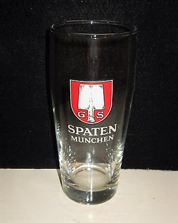 beer glass from the Spaten brewery in Germany with the inscription 'G S Spaten Munchen'