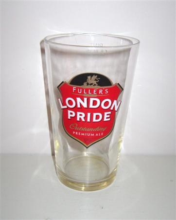 beer glass from the Fuller's brewery in England with the inscription 'Fuller's London Pride Outstanding Premium Ale'