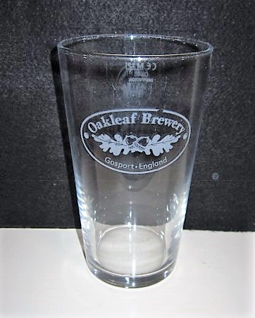 beer glass from the Oakleaf brewery in England with the inscription 'Oakleaf Brewery Gosport England. '