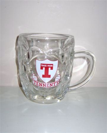 beer glass from the Tennent's brewery in Scotland with the inscription 'Trade Mark Tennent's '