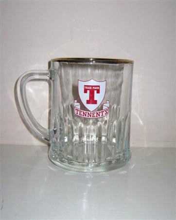 beer glass from the Tennent's brewery in Scotland with the inscription 'Trade Mark Tennent's '