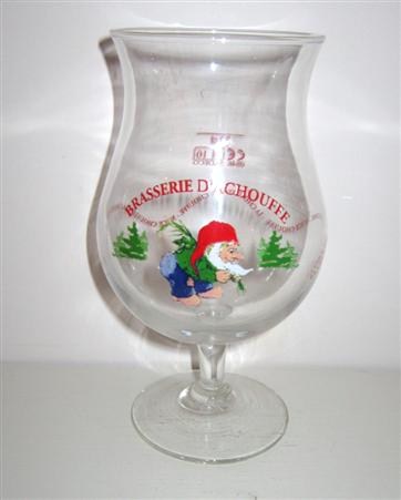 beer glass from the d'Achouffe brewery in Belgium with the inscription 'Brasserie D'achouffe'