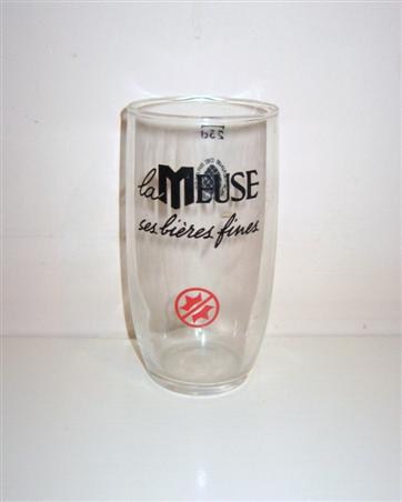beer glass from the Meuse brewery in France with the inscription 'La Meuse Ses Bieres Fines'