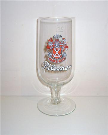 beer glass from the Badische Staatsbrauerei Rothaus brewery in Germany with the inscription 'Haake Beck Pilsener'