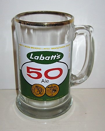 beer glass from the Labbatt's brewery in Canada with the inscription 'Labbatt's 50 Ale. Labbat's Of Canada Brewers Since 1828'