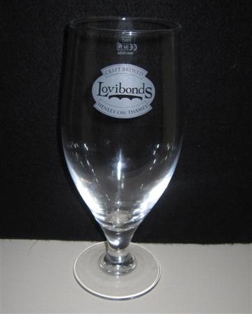 beer glass from the Lovibonds  brewery in England with the inscription 'Lovibonds Craft Brewed. Henley On Thames'